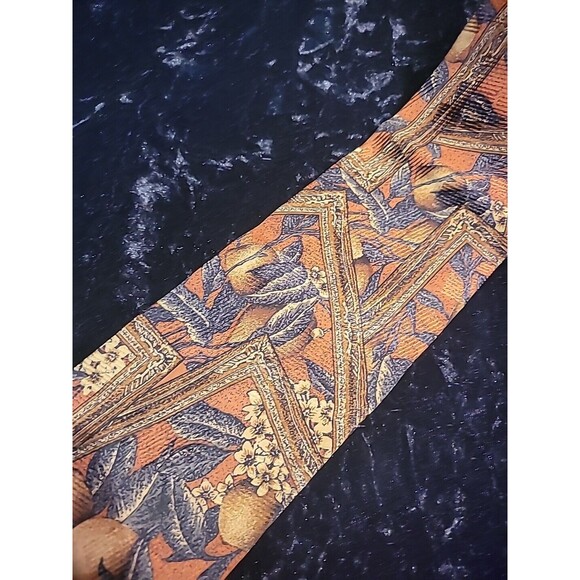 Vintage Landon's Mend Neck Tie Orange Frames Geometric Fruit Professional Suit - Picture 2 of 10